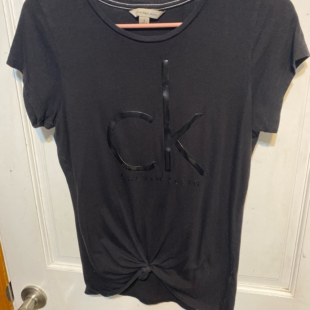 Calvin Klein small black shirt with tie in the front